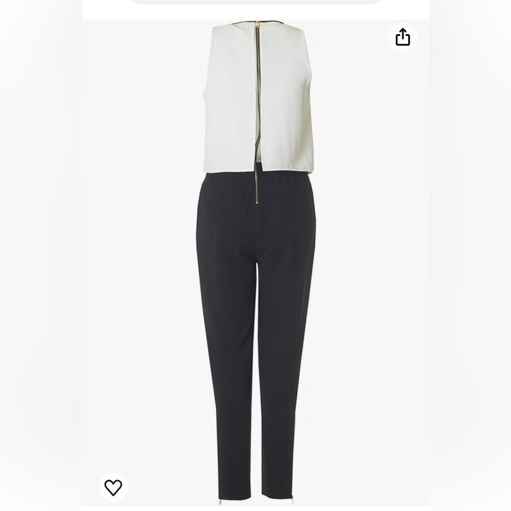 Ted baker heidy draped top black and white elastic waist jumpsuit - Picture 2 of 9